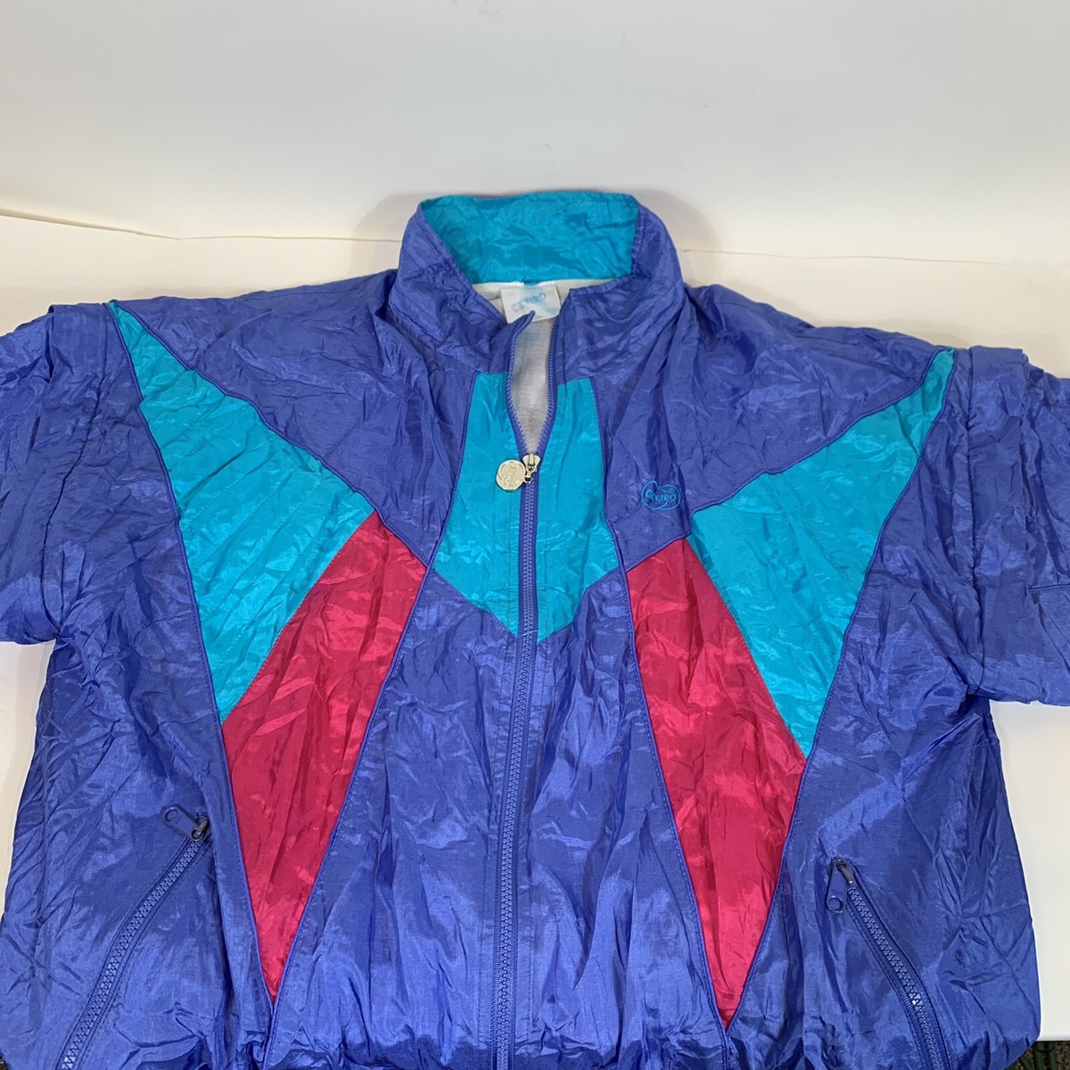 Cefiro Vintage Wind Breaker Jacket 80s 90s Retro Festival Zip Off