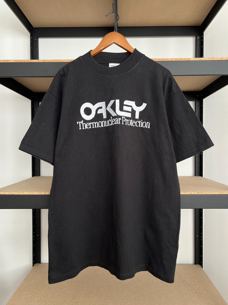 Vintage 90s Oakley Software Thermonuclear Protection Black T-shirt