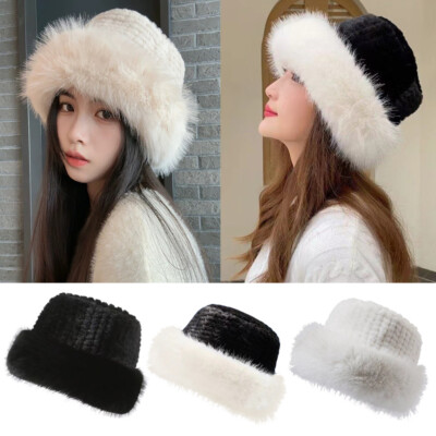 Women Knitted Fur Hat Rex Rabbit Fur Hat Fox Fur Hats Knit Fur Cap