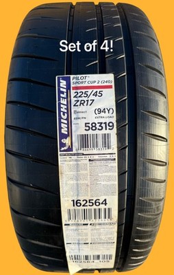 FOUR BRAND NEW 225/45ZR17 (94Y) Michelin Pilot Sport Cup 2 (240