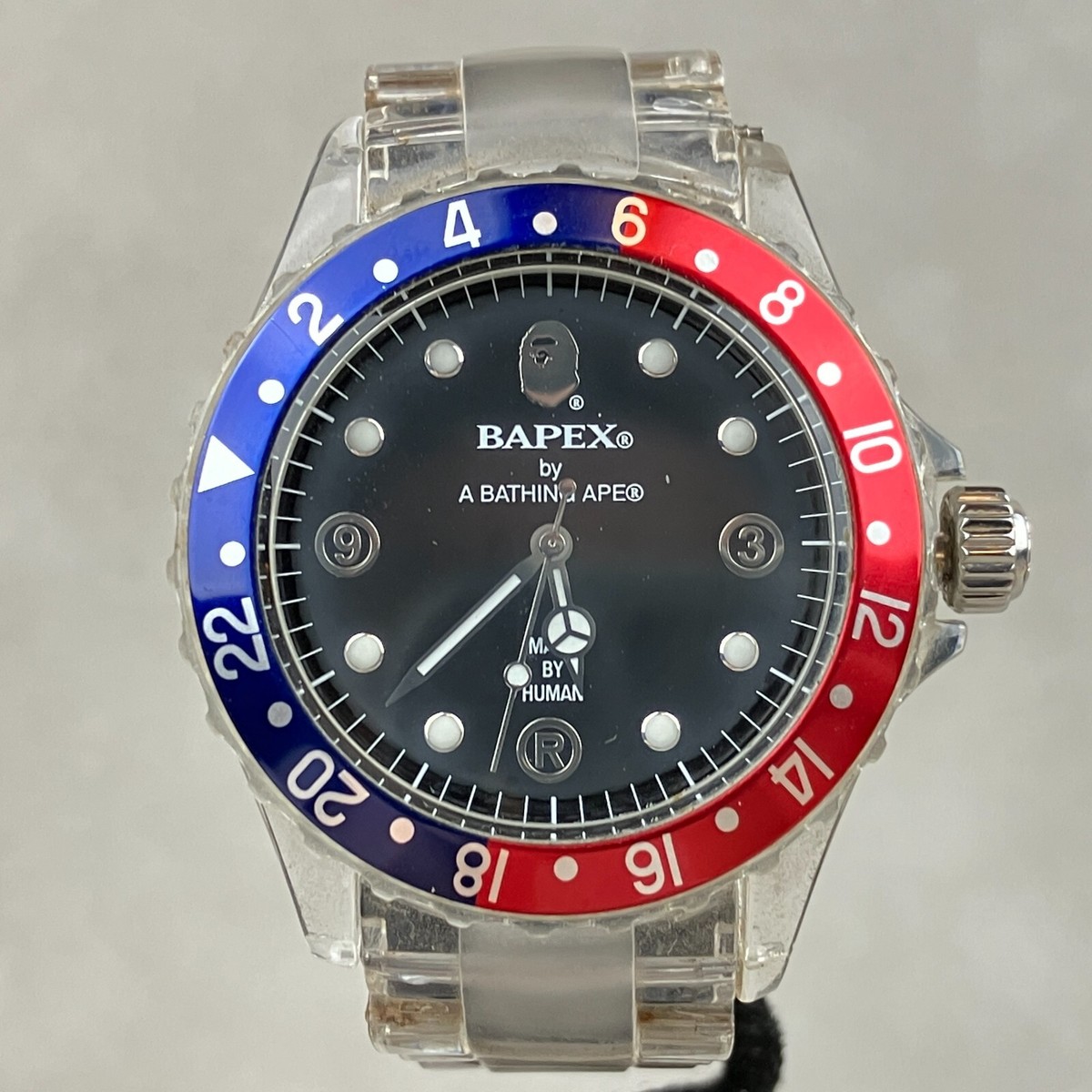 RARE A Bathing Ape Bapex 2009 Clear Pepsi Bezel Men's Watch Made