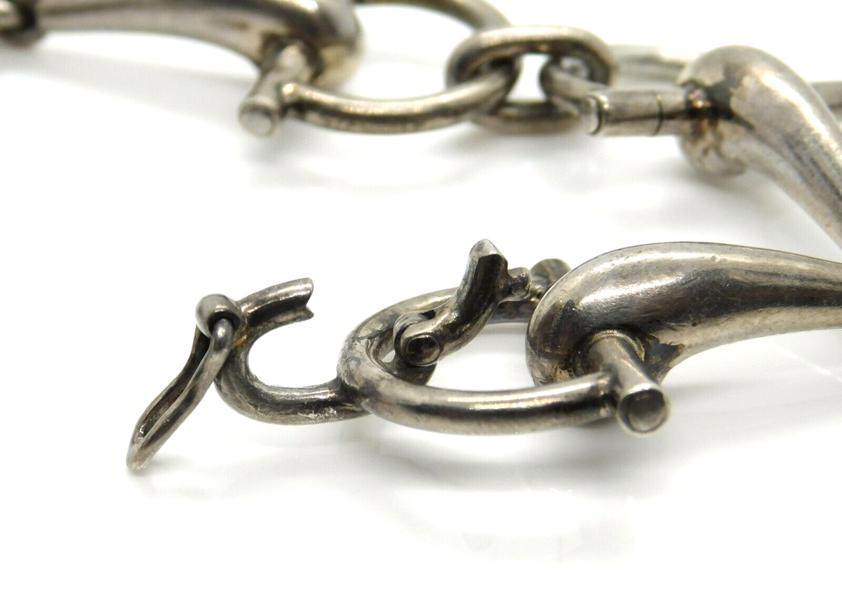 Vintage Gucci 925 Sterling Silver Horsebit Link Bracelet 8.25 in