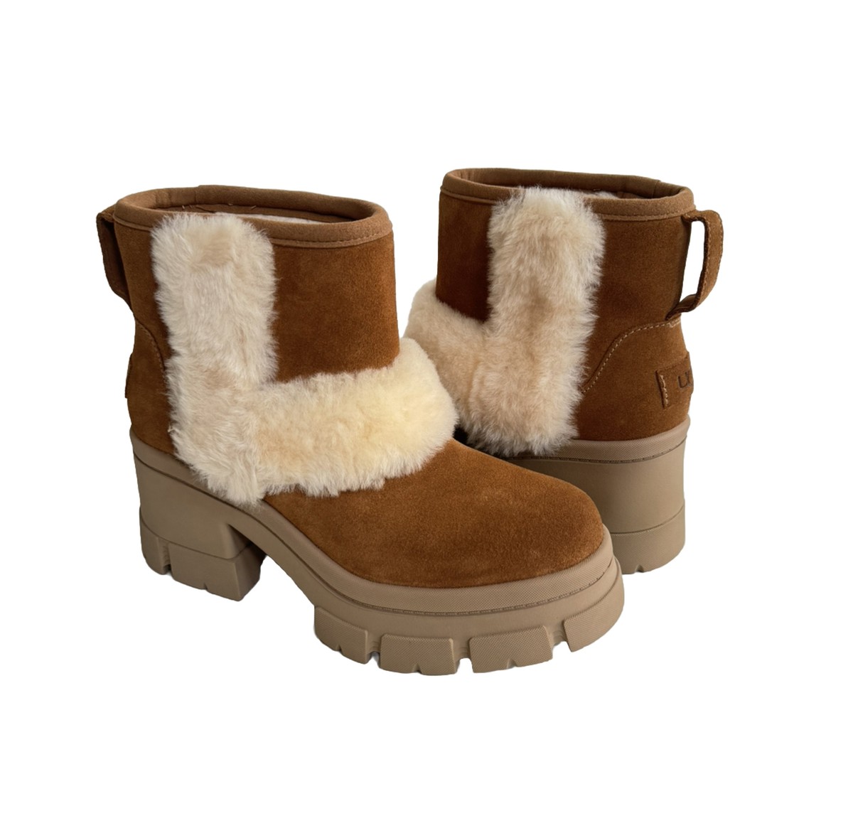 UGG BROOKLYN SUNBURST CHESTNUT PLATFORM BOOTS US 8.5 / EU 39.5