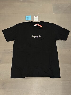 Supreme Swarovski Box Logo Tee SS19 Size Large Black Brand New | eBay