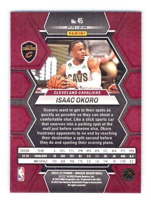 2022 Mosaic #45 Isaac Okoro Yellow Reactive Cavs | eBay