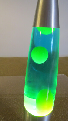 Vintage, Lava Lamp ,Green/Blue Liquid Silver Bullet Rocket Lava