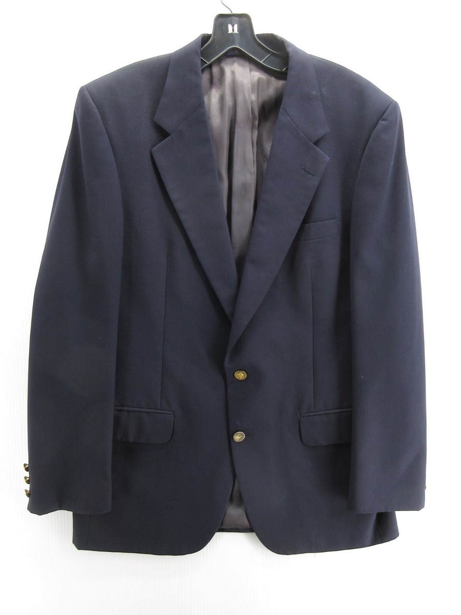 VINTAGE Burberry Jacket Men 44 Blue Wool Blazer Sport Coat