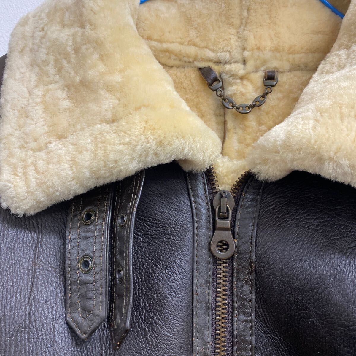 TEODEM Shearling mouton jacket flight B-3 Type leather men's brown