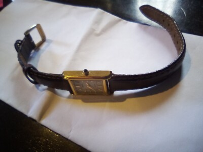 Women's Seiko Solar V115-0BD0 Tank 18mm Gold Tone Quartz Watch | eBay