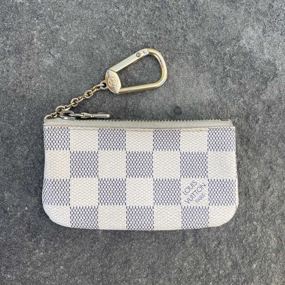 LOUIS VUITTON Key Pouch Key Cles Wallet Damier Azur Key Chain Coin