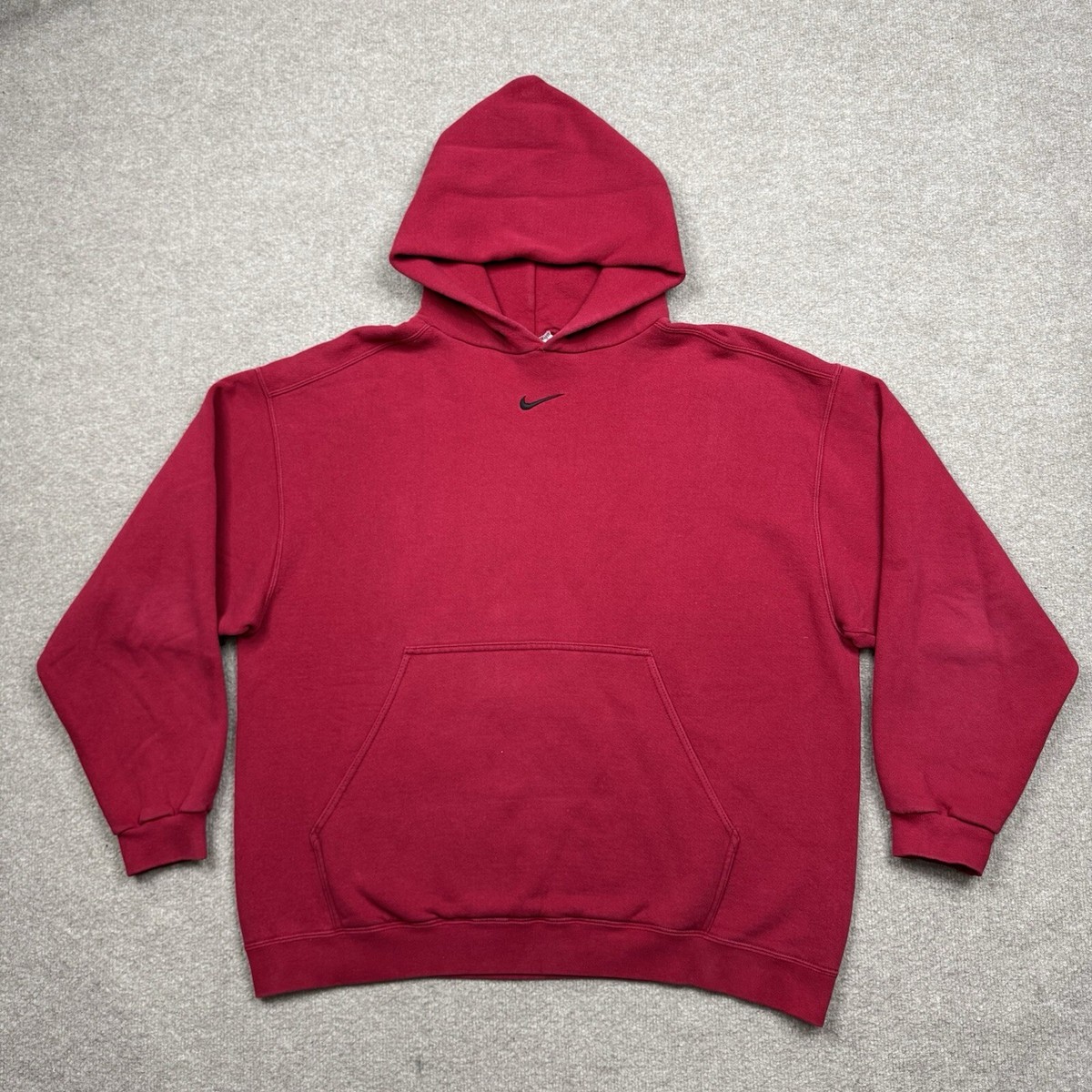 Vintage 90s Nike Center Swoosh Hoodie Cherry Apple Dark Red - XL