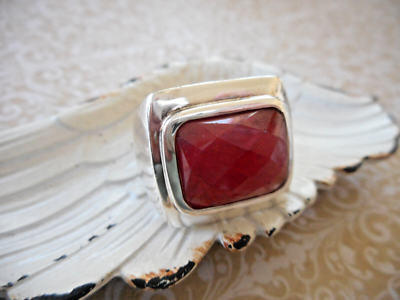 Deb Guyot Sterling Silver Faceted Raw Ruby Ring size 10.25 5932Z