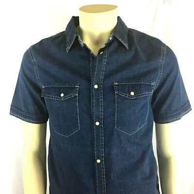 Armani AJ Jeans Italy Men's Denim Shirt Snap Closure Size S Retail