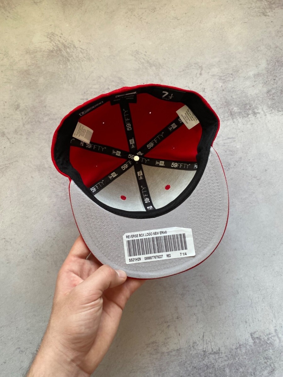World Famous Supreme Reverse Box Logo New Era Fitted Hat | eBay