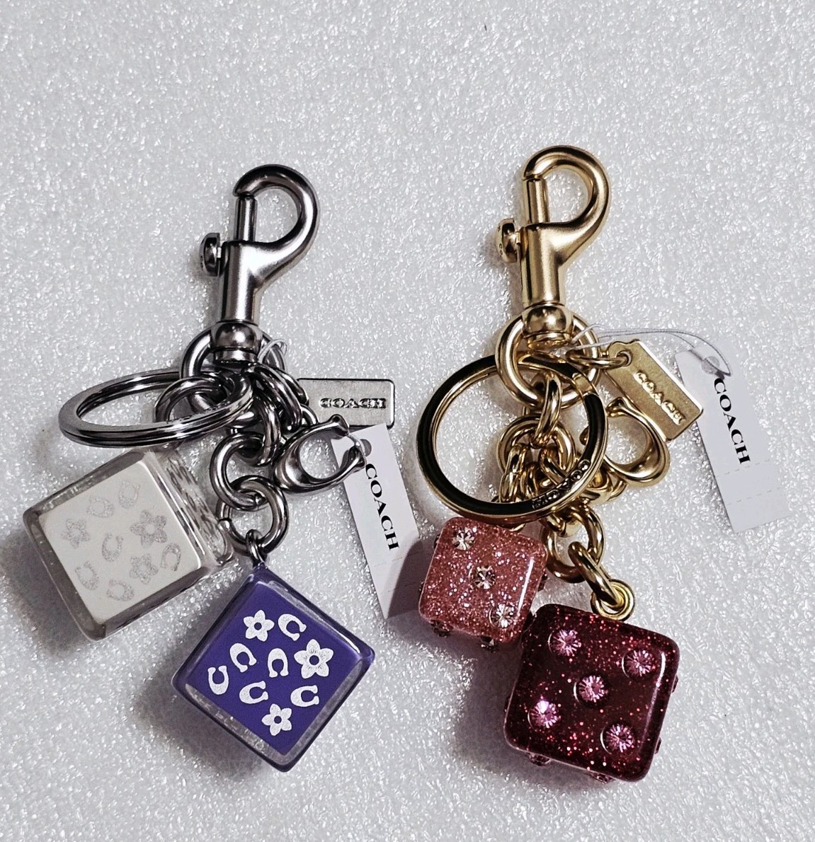 Coach -YOU PICK!- Cube Cluster Bag Charm Purple CR919 or Pink Dice