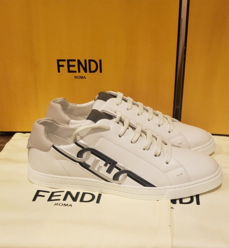 Fendi FF Logo Leather Sneakers White | eBay