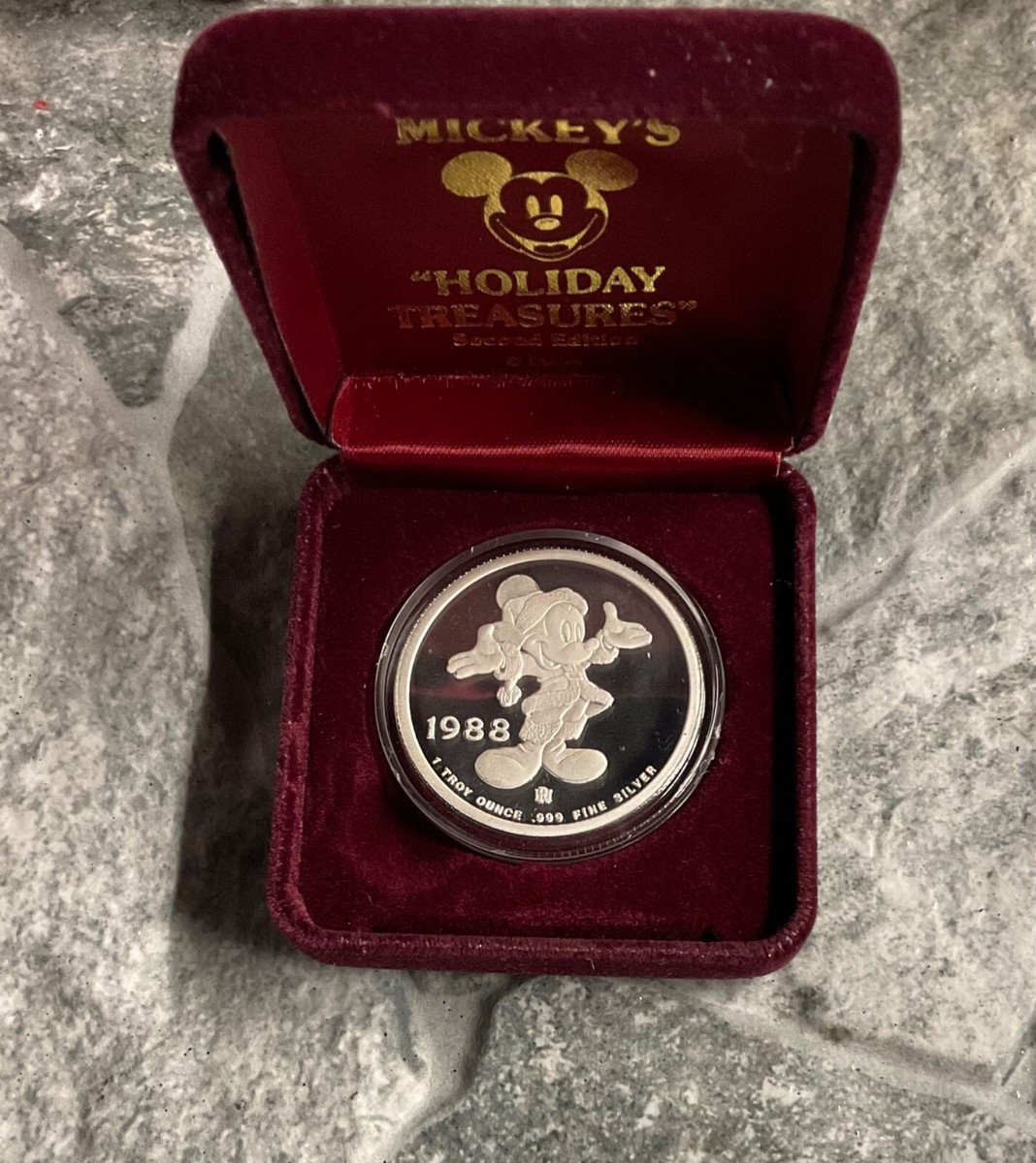 1988 DISNEY MICKEYS HOLIDAY One Troy oz .999 Fine Silver | eBay