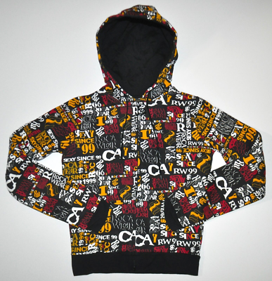 NEW Rocawear Size M Black Zip Up Hoodie Sweatshirt Multicolor Sexy