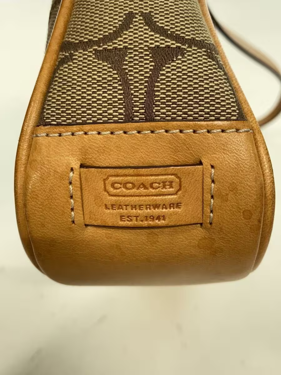 Coach Signature Demi mini Pouch Hand Bag Canvas Leather Beige 6094