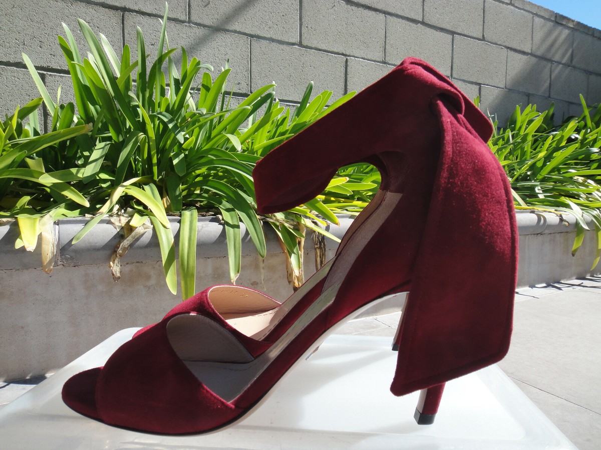 Christian Dior LA BELLE, Red Suede 90mm High Heeled Ankle Tie