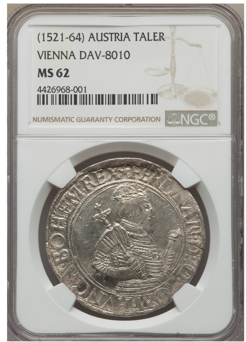 1521 - 64 Austria Taler NGC MS 62 Vienna Mint Dav-8010 Archduke