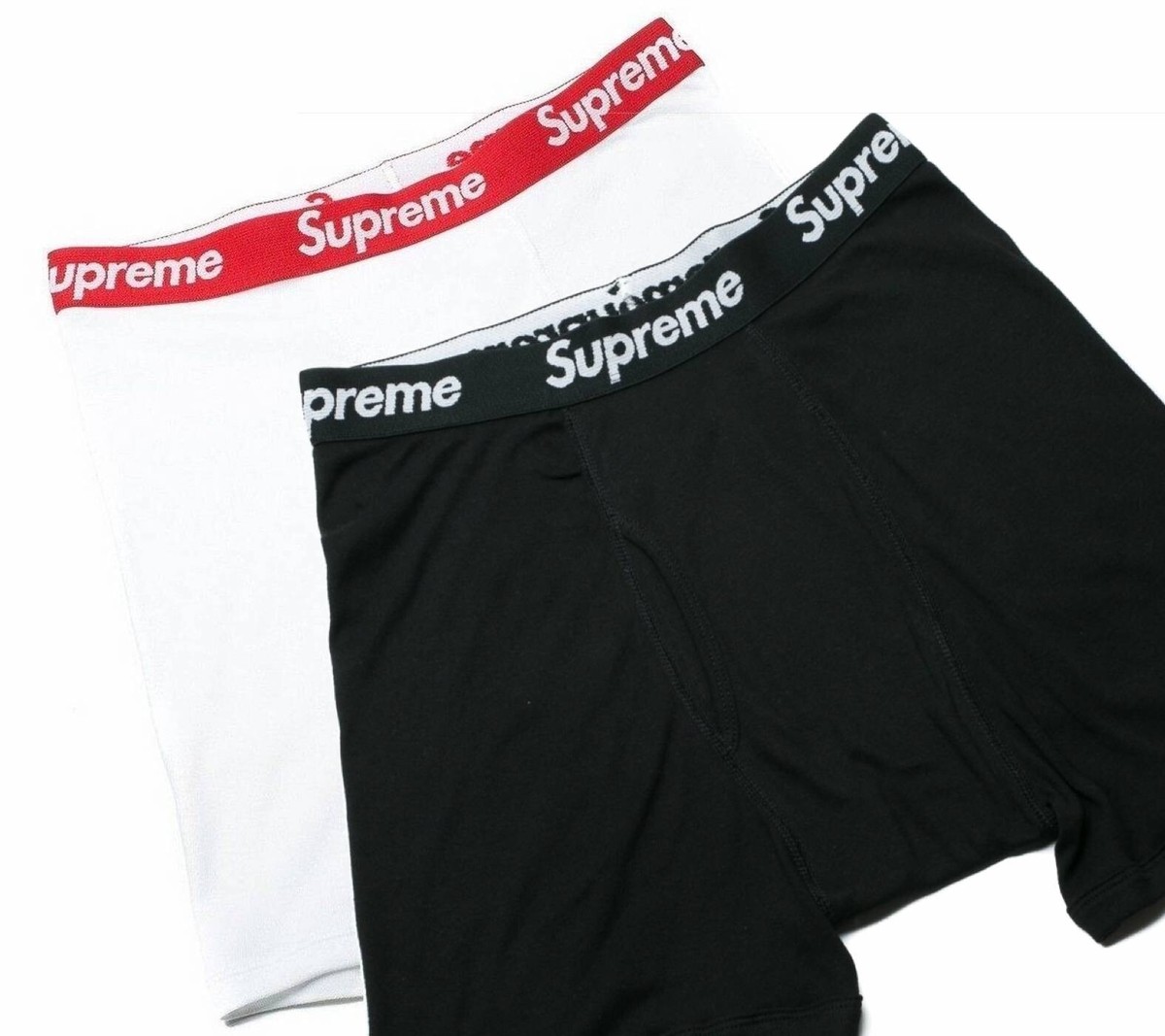 Supreme / Hanes Black & White Boxer Briefs Underwear (2 Pack