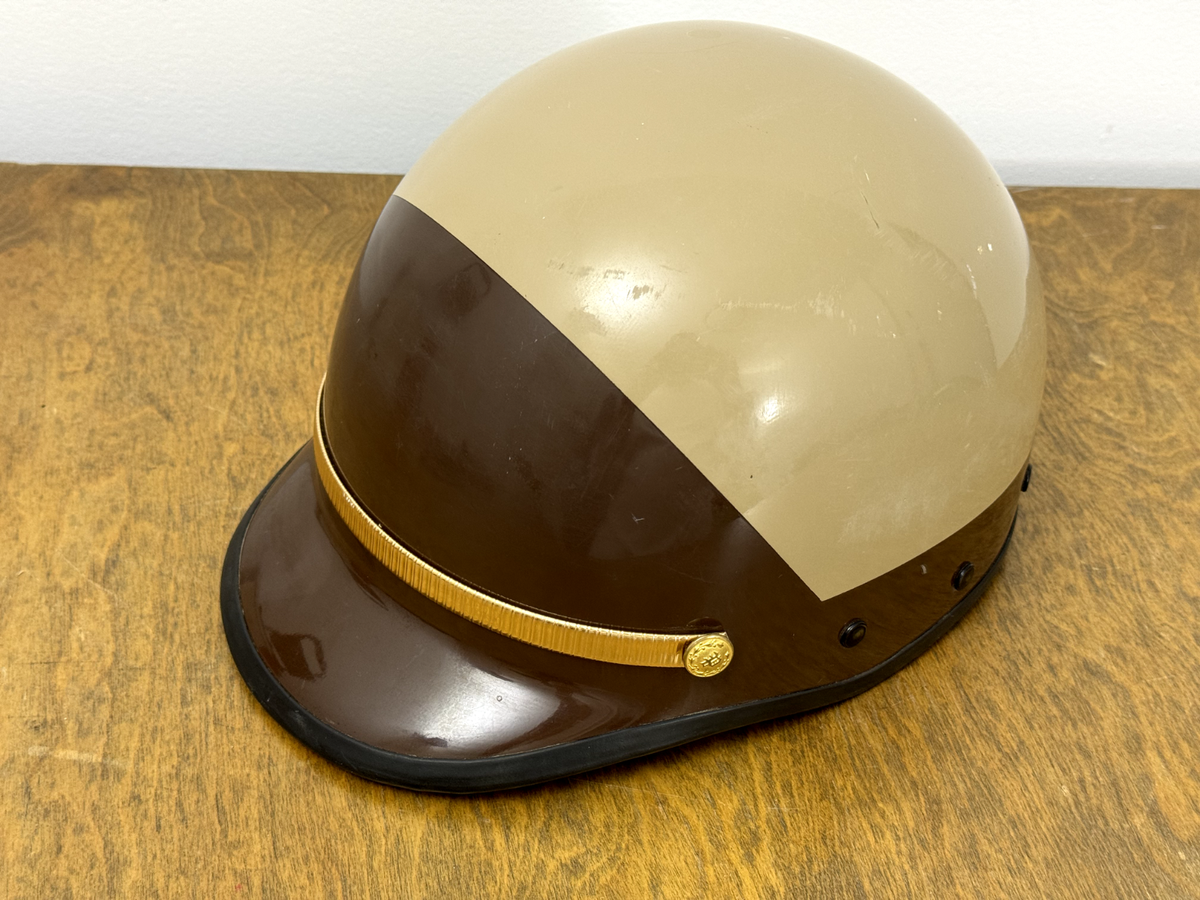 Vintage 1960s Bell TopTex Police Half Helmet Brown Motorcycle