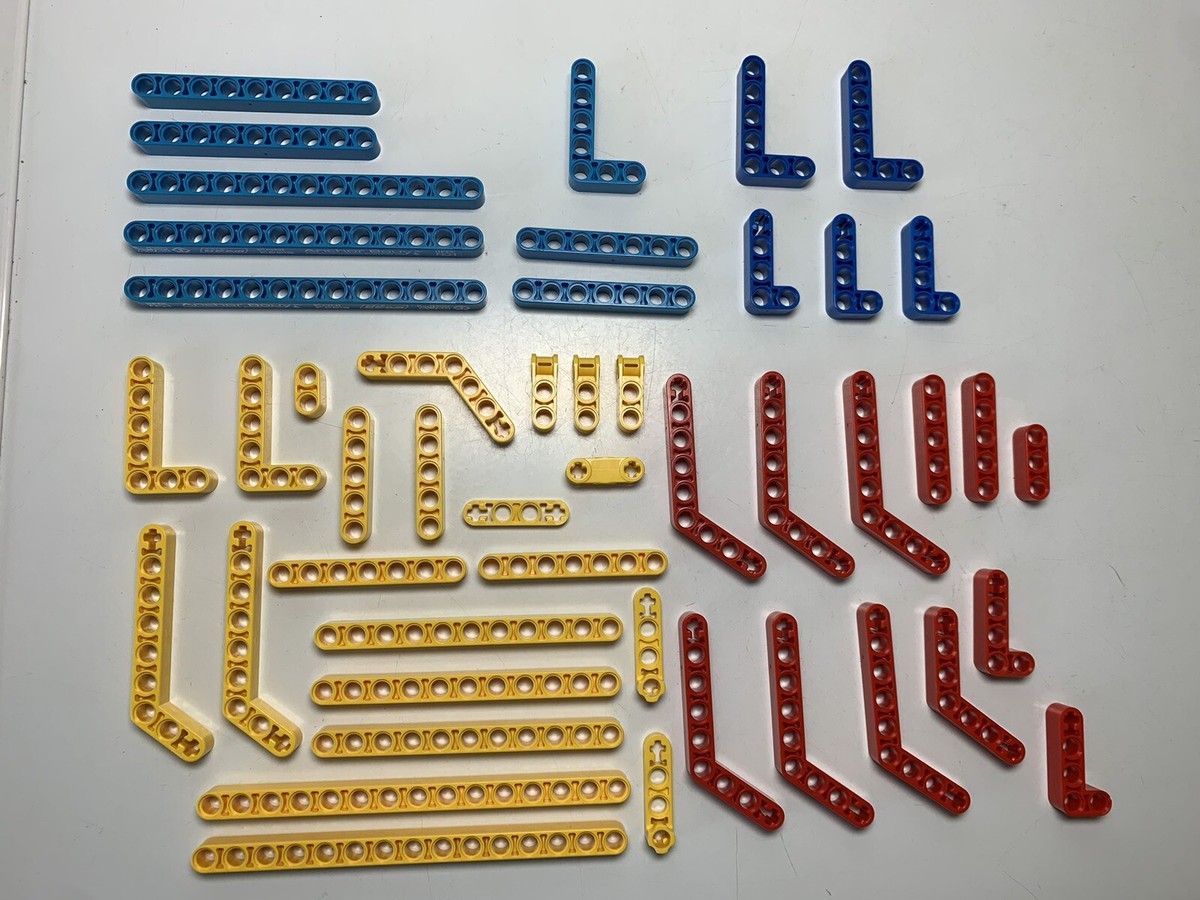 Lego Technic Lot Liftarm Blue Red Yellow 47pc Bionicle Piece