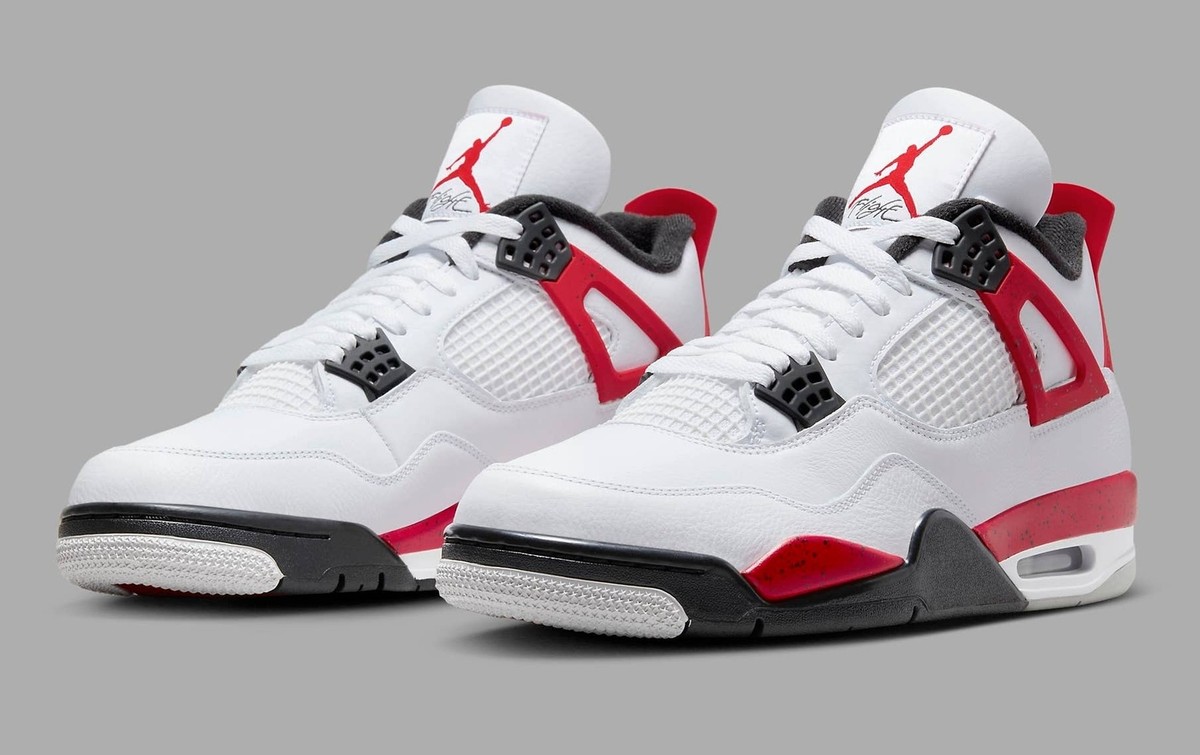 Air Jordan 4 Retro White Black Red Cement AJIV DH6927 161 Men's