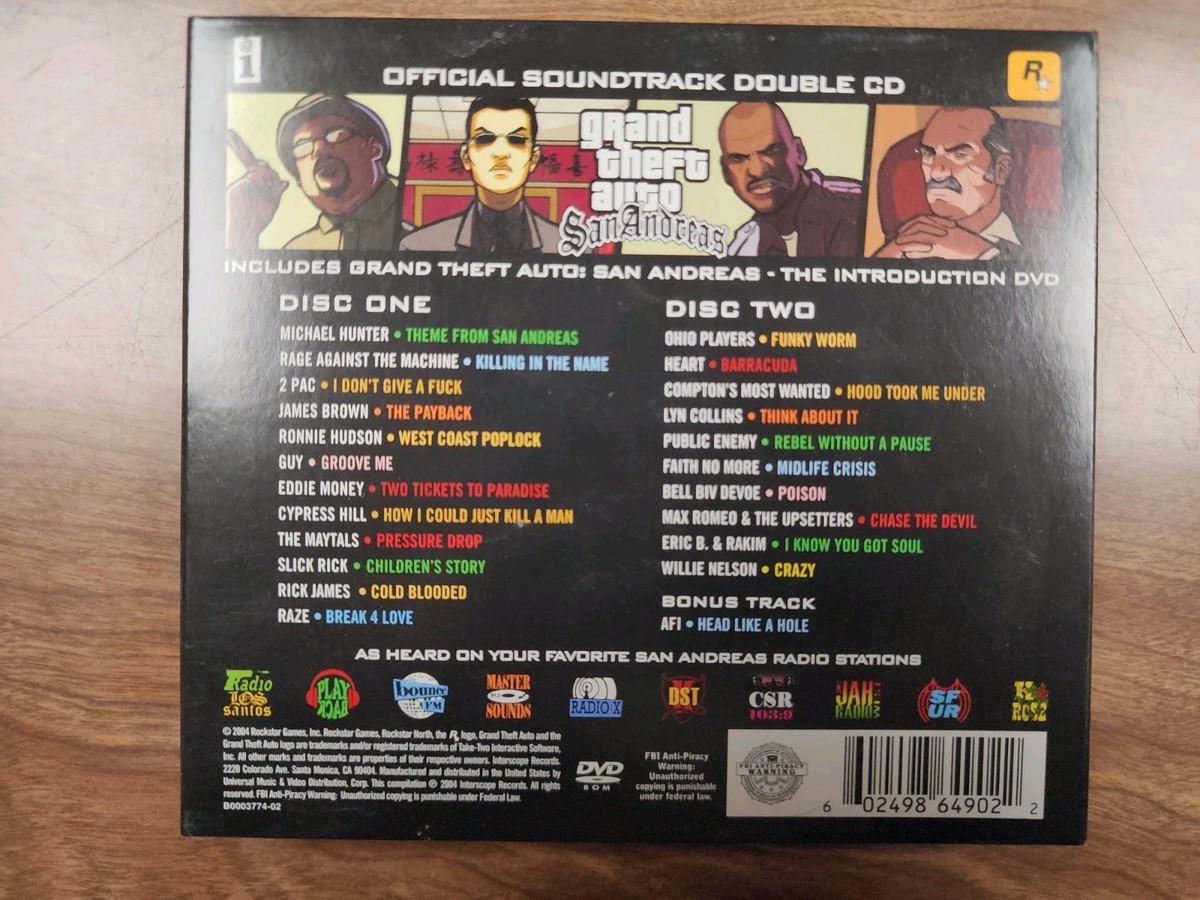 Grand Theft Auto: San Andreas Official Soundtrack 2 CD/1 DVD DISCS