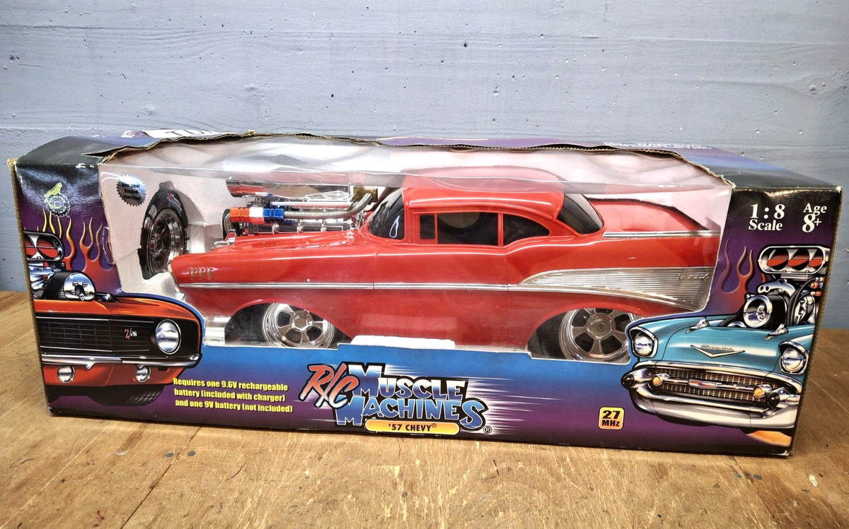 Toy Car Muscle Machines 1:8 Scale R/C in Box ('57 Chevy) 1990 (Red