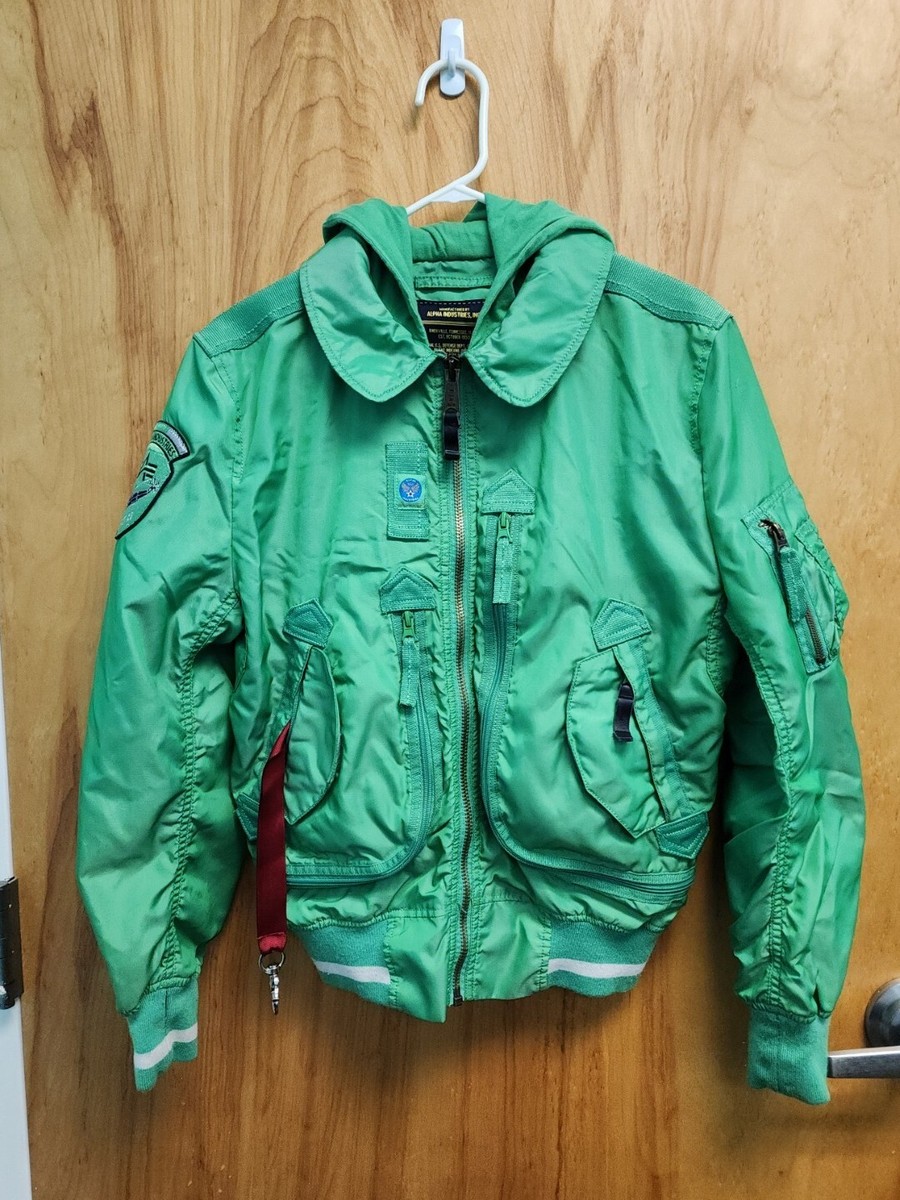 Alpha Industries MA-1 Flight Bomber Bright Green Jacket Men's Sz S