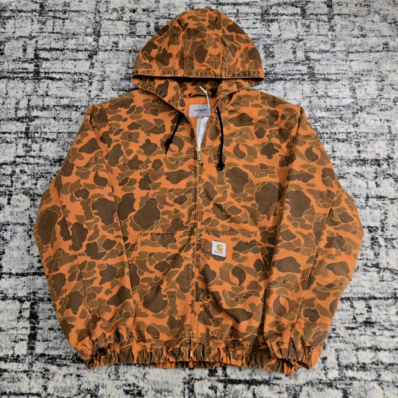 Carhartt WIP Camo Duck Active Hooded Canvas Jacket Green Turmeric
