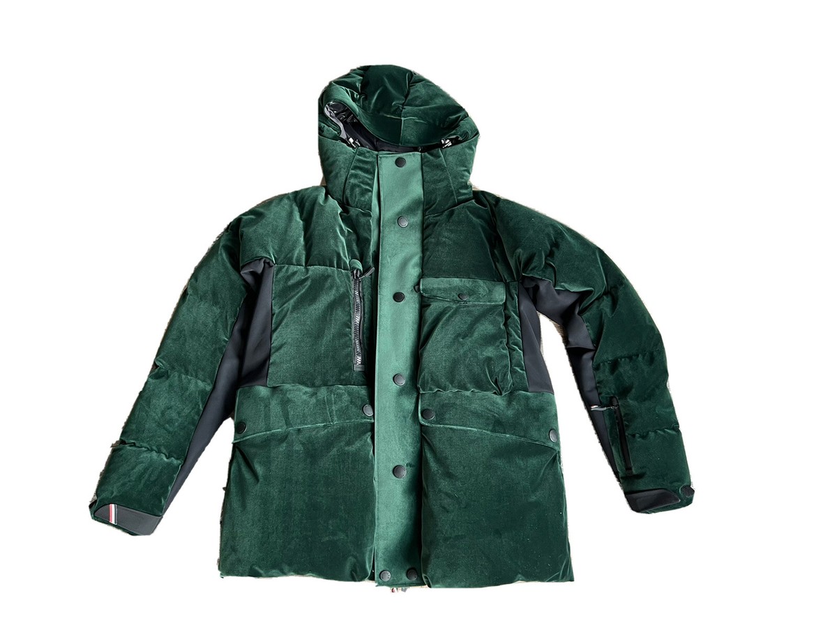 Moncler Genius 3 Grenoble Velvet Hooded Down Jacket Green Size 5