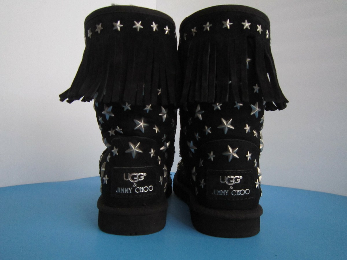 UGG AUSTRALIA JIMMY CHOO BLACK STARLIT STUDDED BOOTS LIMITED