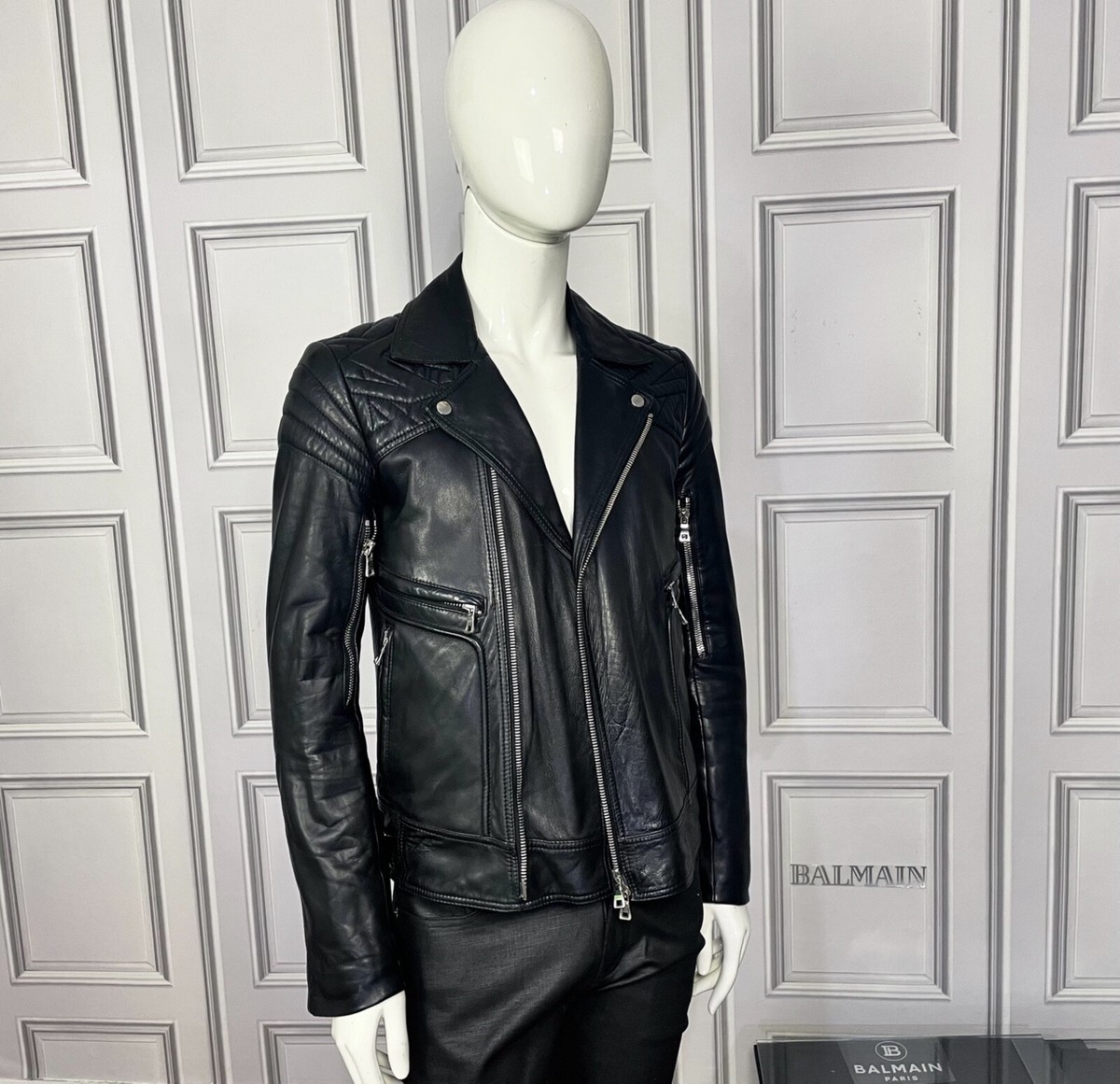 UltraRare & Great Balmain AW13 Geometric Leather Biker Jacket | eBay