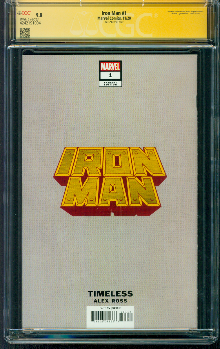 Iron Man 1 CGC SS 9.8 Alex Ross Timeless 1:100 Sketch Virgin