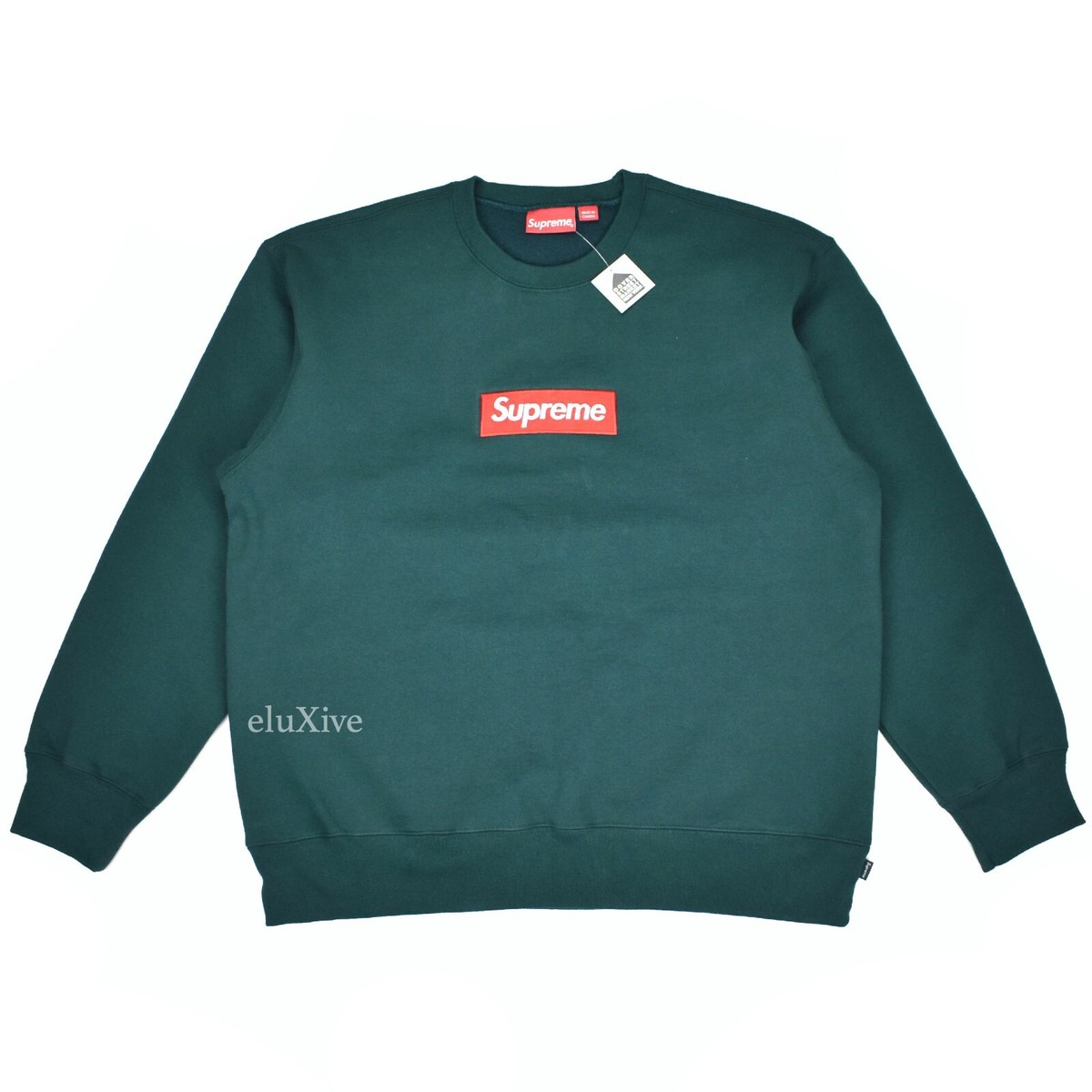 NWT Supreme NY Red Box Logo Crewneck Sweatshirt Dark Pine Green L