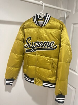 Supreme Script Varsity Puffy Jacket-size M | eBay