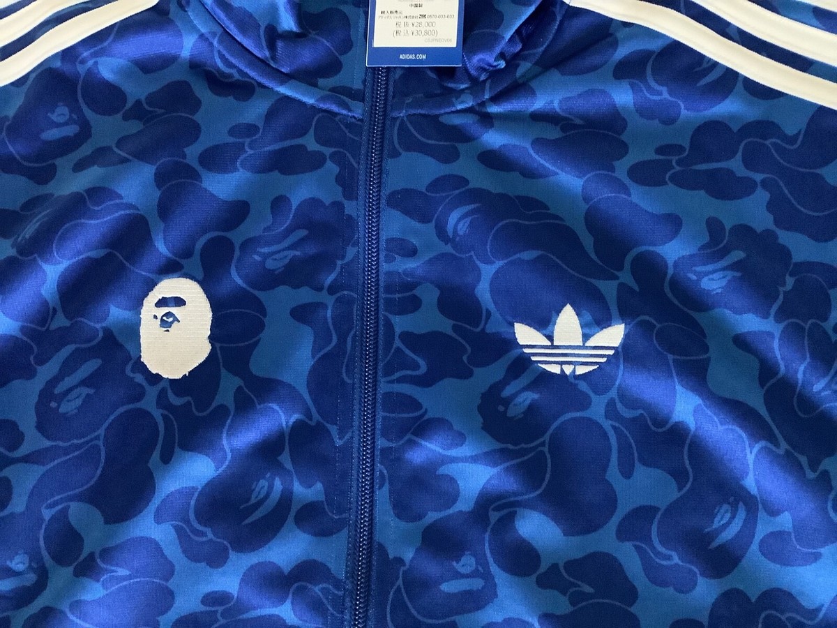 Authentic a bathing ape bape x adidas firebird track top blue US