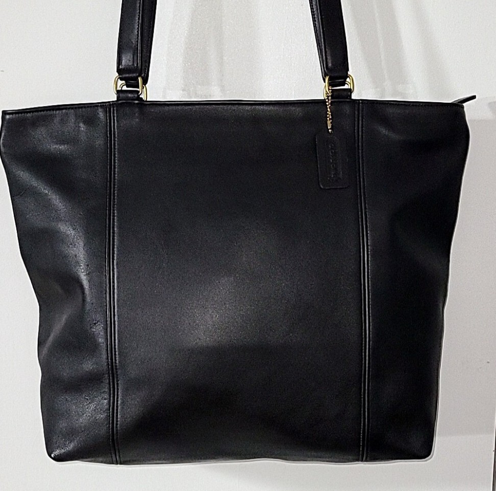 COACH VINTAGE BLACK LEATHER LIGHT TOTE BAG 4065 | eBay