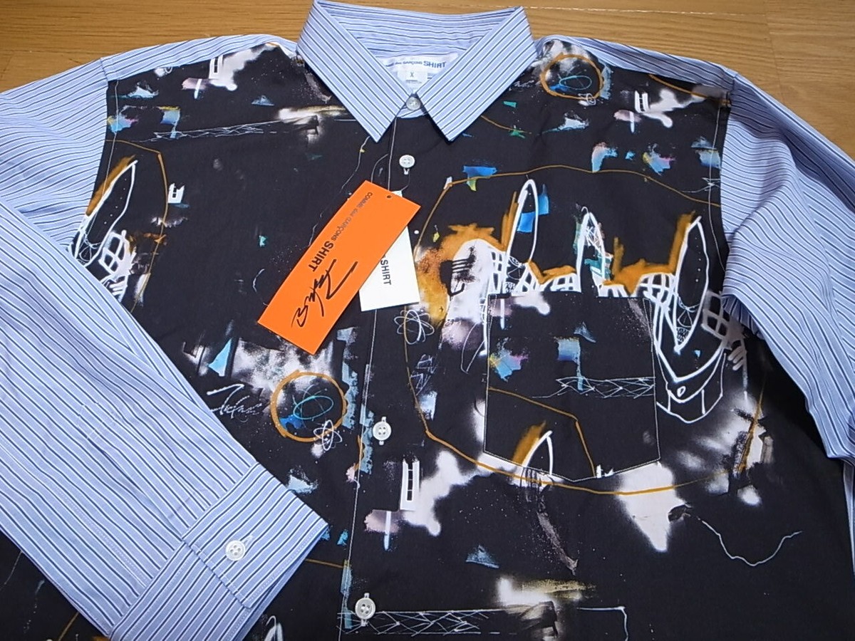 FUTURA x COMME des GARCONS SHIRT PRINT SHIRT CDG FUTURA2000 BLUE