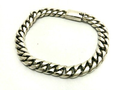 Taxco Mexican 925 Sterling Silver Curb Chain Bracelet 7.5