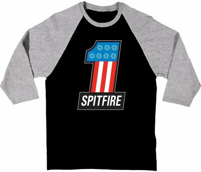 Spitfire Wheels #1 LOGO 3/4 SLEEVE RAGLAN Skateboard Shirt BLACK