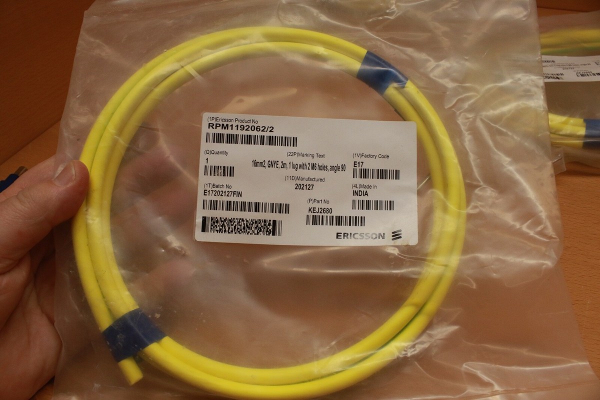 Ericsson Rpm1192062/2 Cable 16mm2 GNYE 2m Long 1 Lug With 2 M6