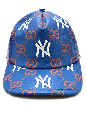 New Gucci x MLB NY Leather Baseball Hat Sz M | eBay