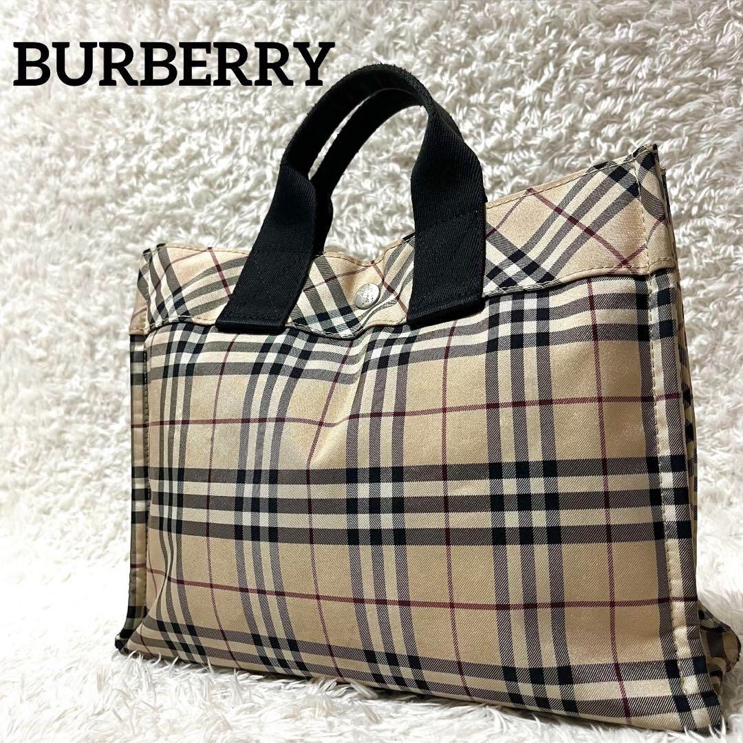 Auth BURBERRY BLUE LABEL Nova Check Tote Hand Bag Purse Nylon