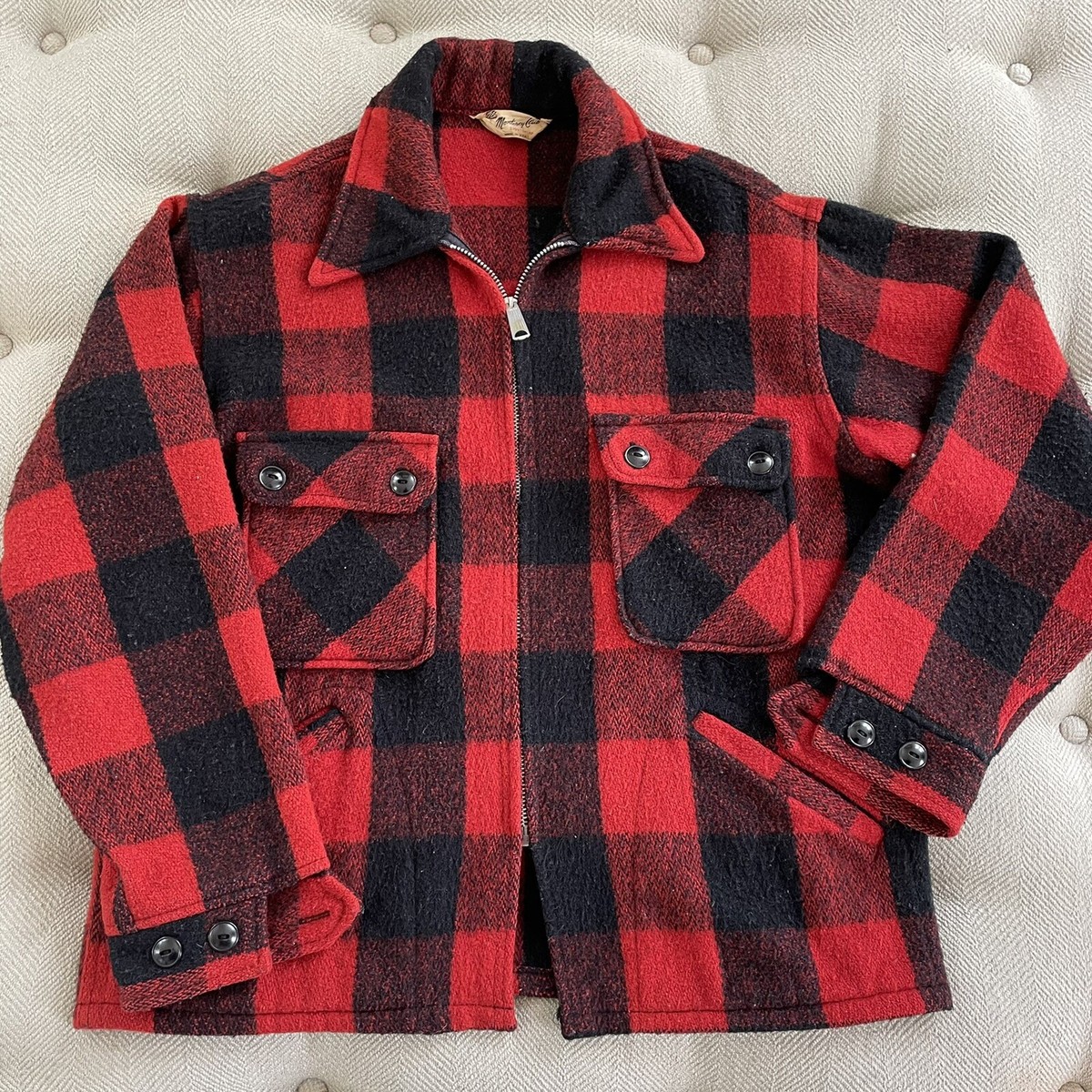 Vintage 50s Monterey Club Sportswear Red Black Buffalo Plaid Wool