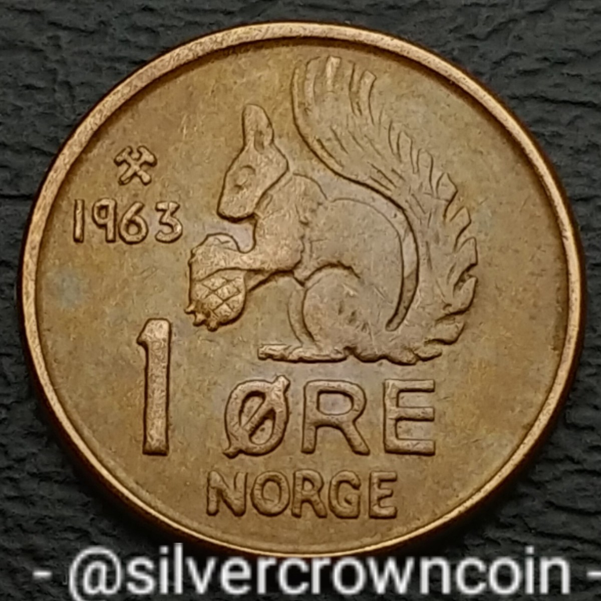Norway 🇳🇴 1 Ore 1963. KM#403. One cent coin. Squirrel. Animals