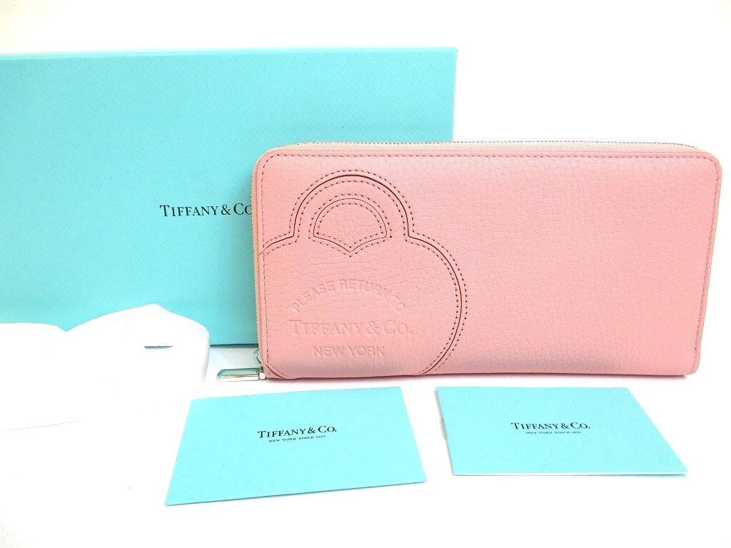 Auth Tiffany & Co. Return to Tiffany Pink Leather Large Zip Wallet
